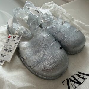 Zara Transparent Glitter Jelly Sandals - Size 5
